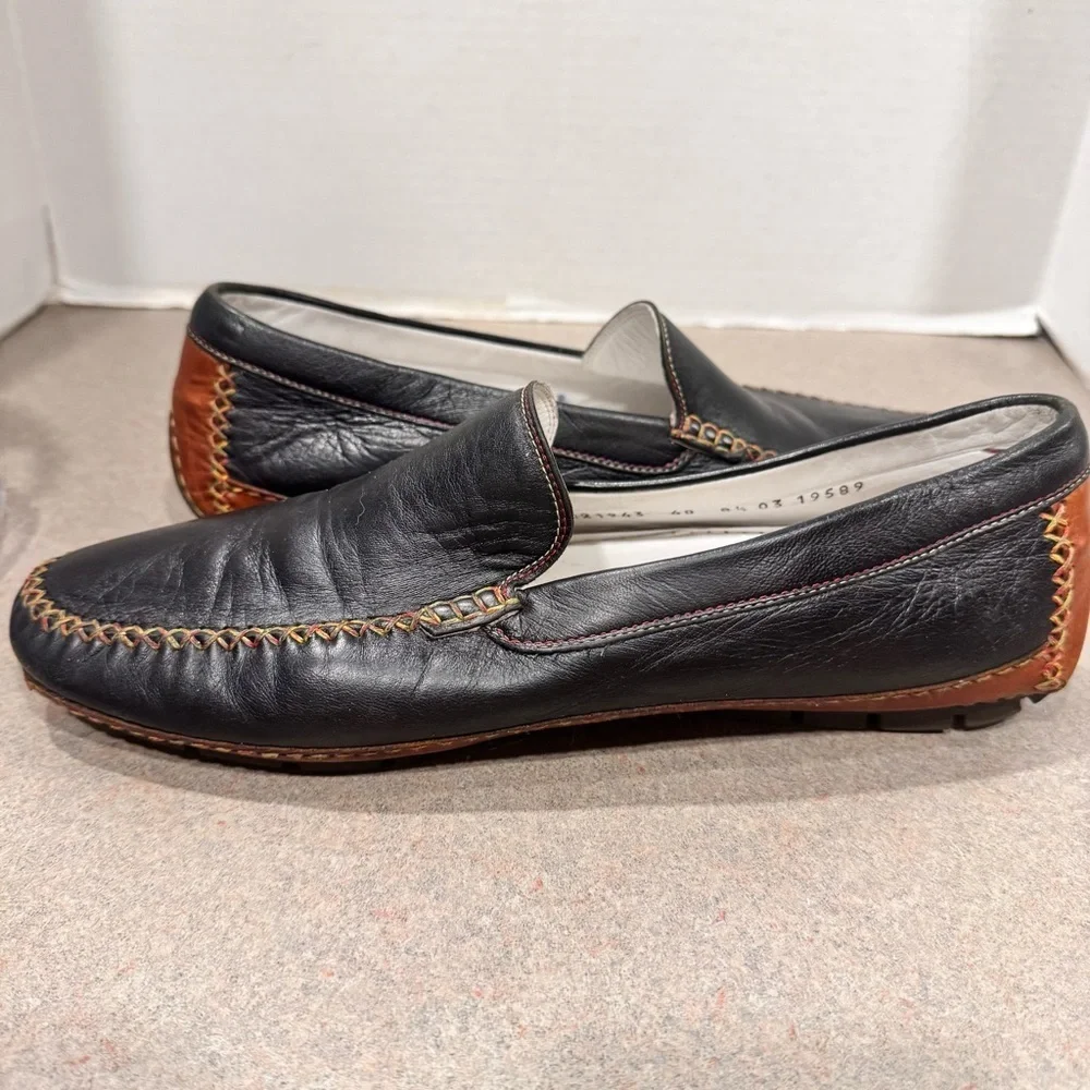 Moreschi Men’s Black and Red Leather Driving Moccasins 8.5 Loafers
